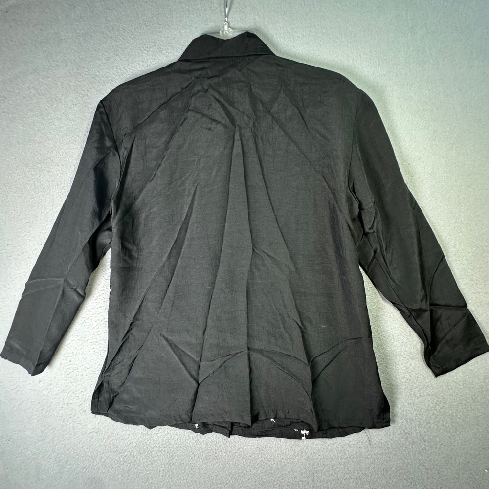 Imagio Embroidered Beaded Button Down Shirt Vintage Whimsigoth Small Black - Picture 12 of 13